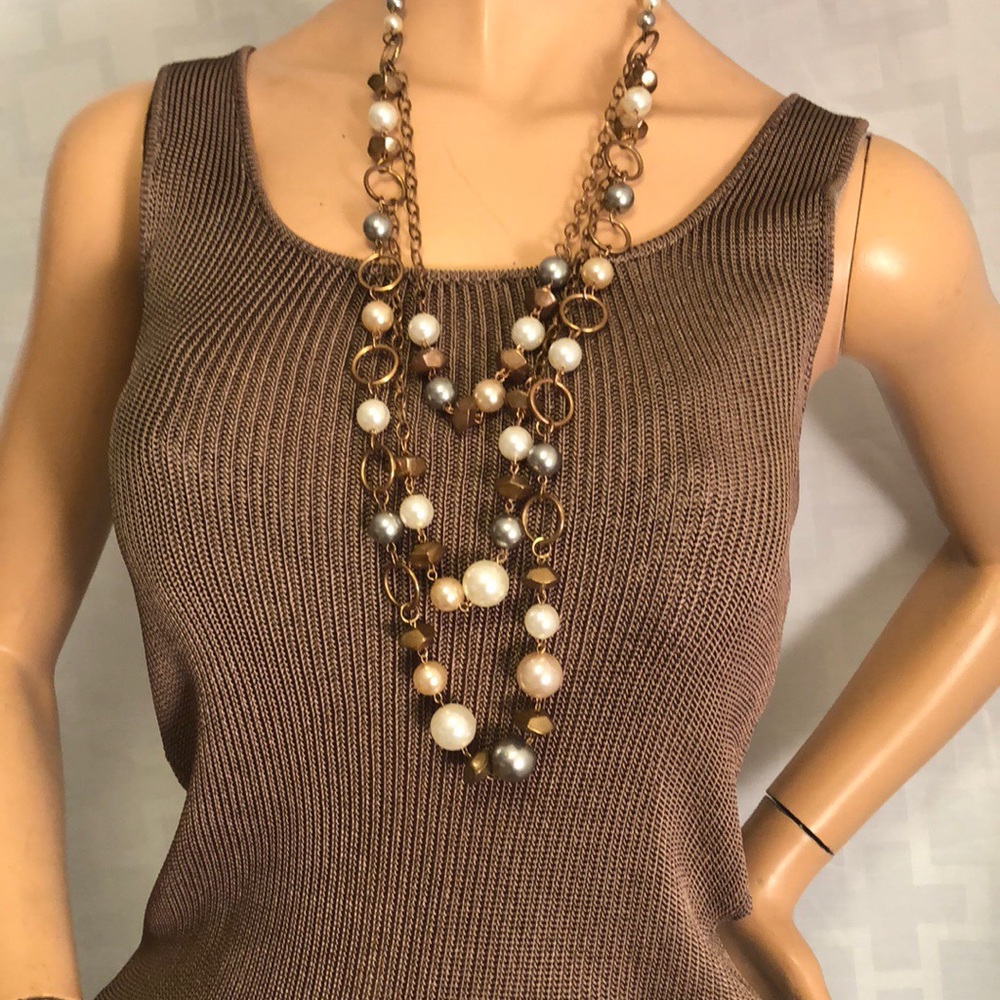Ann Taylor Bronze Metallic Knit Tank